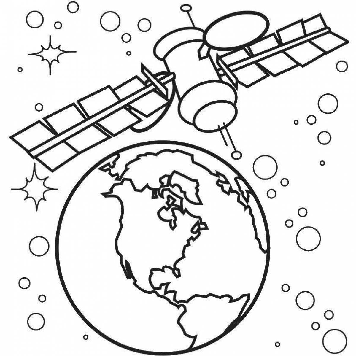 Great satellite coloring page