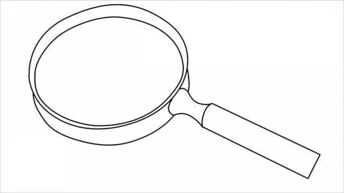 Fun coloring book with magnifying glass