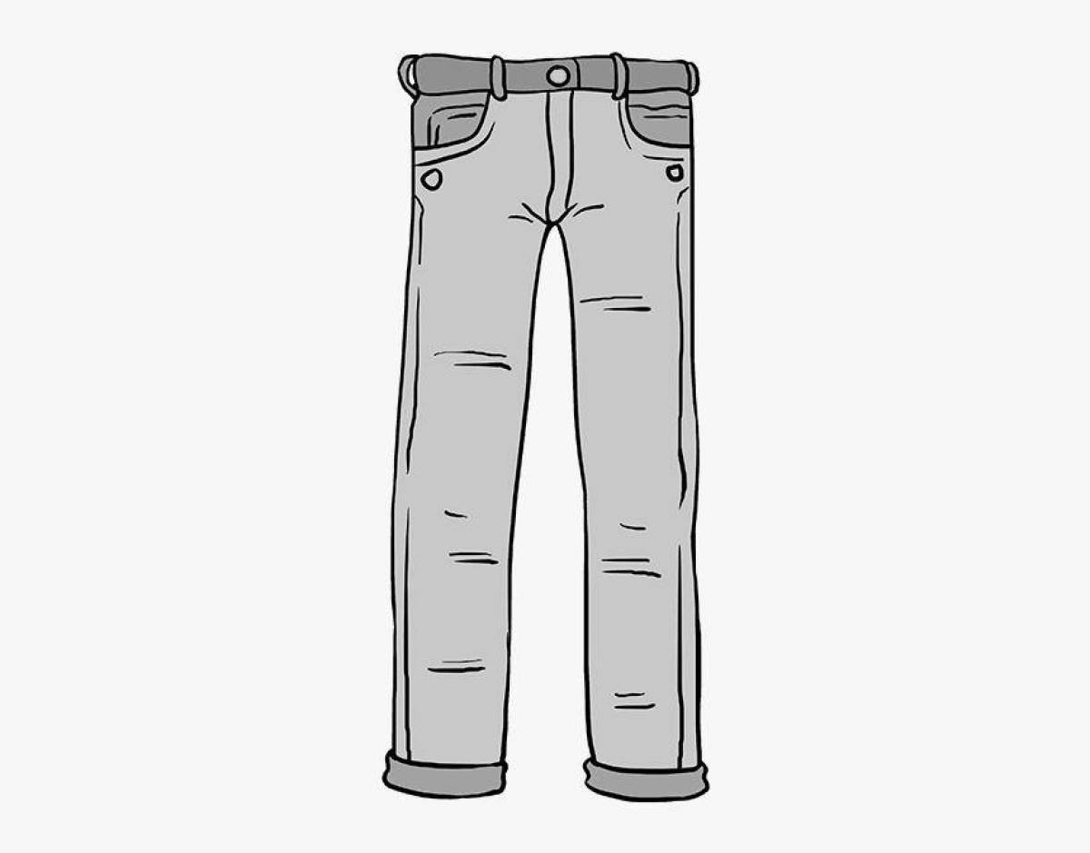 Coloring page with showy jeans
