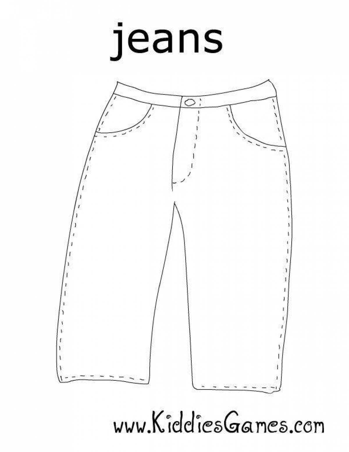 Glowing jeans coloring page