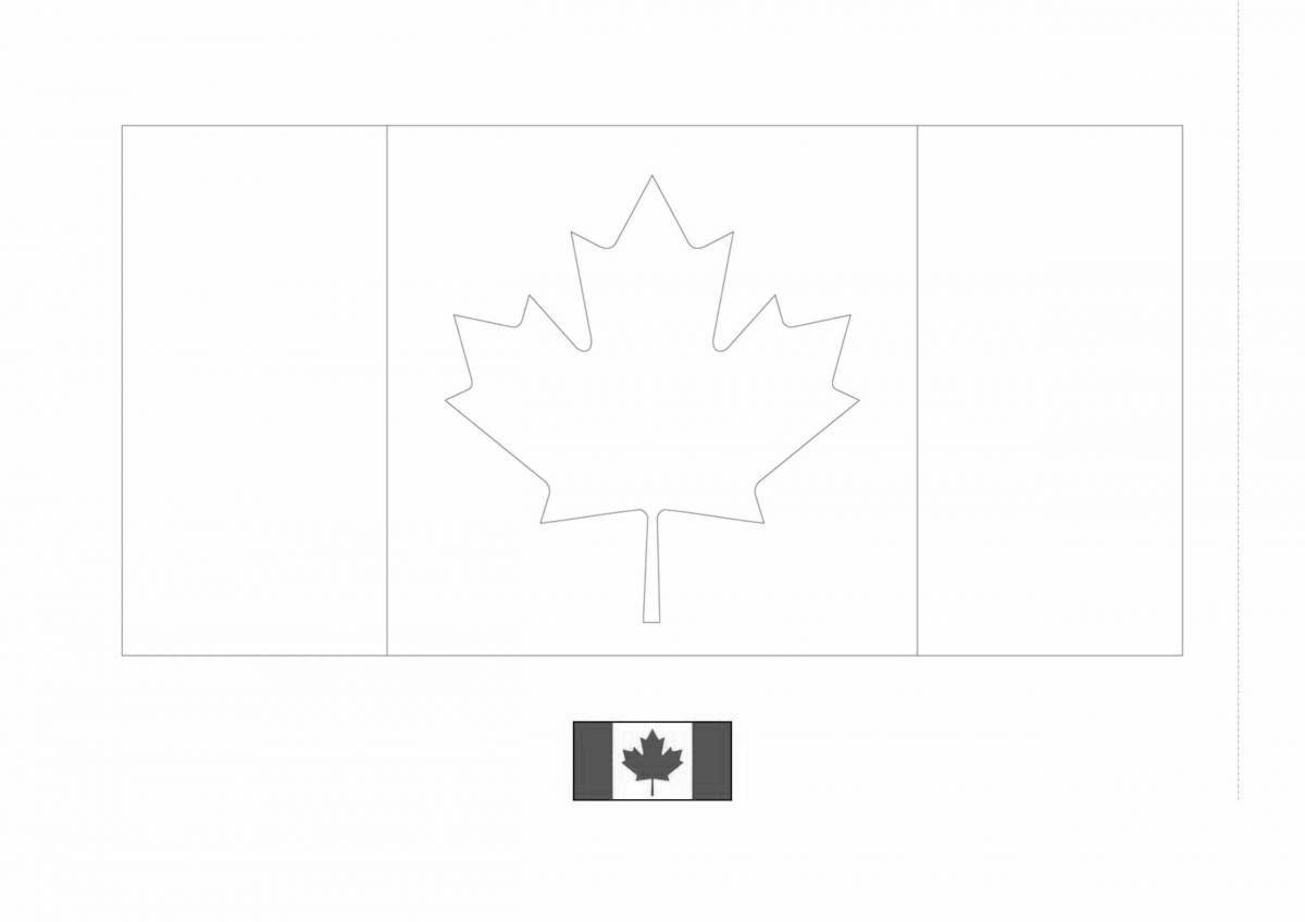 Colorful canadian flag coloring page