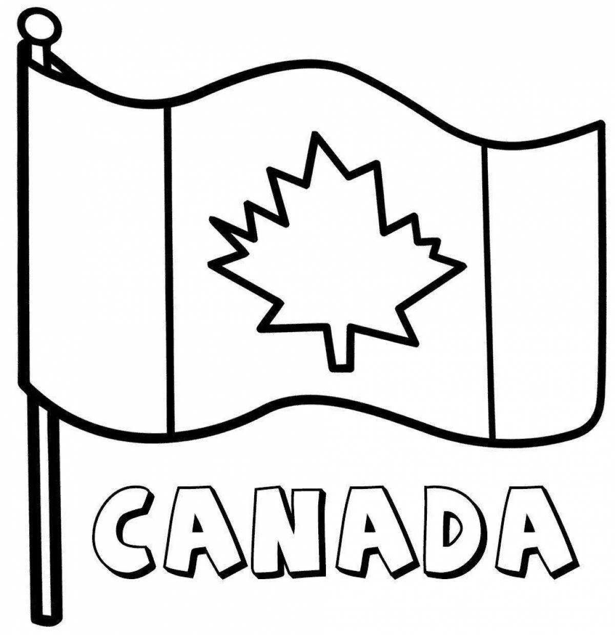 Grand Canadian flag coloring page
