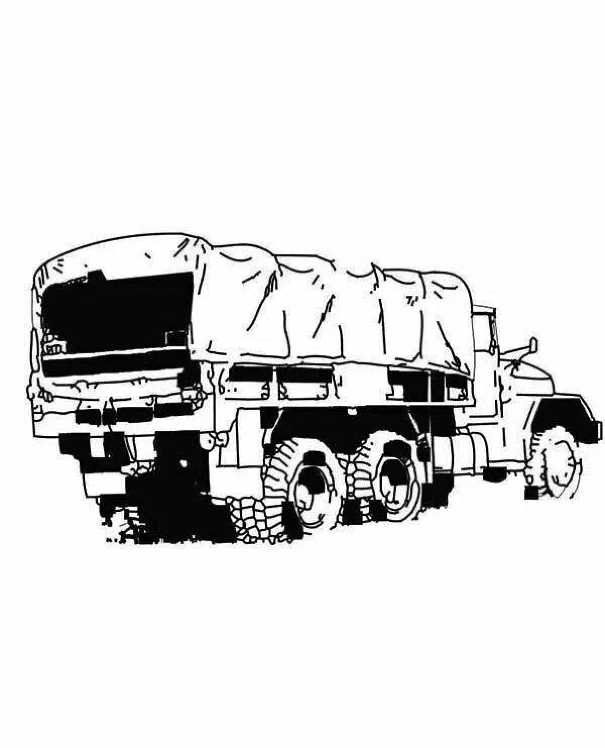 Военный грузовик раскраска