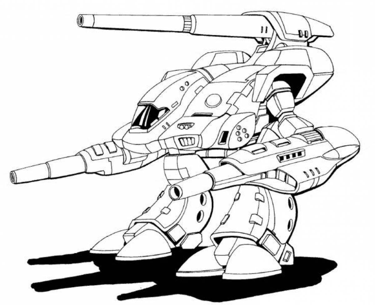 Colorful robot tank coloring page