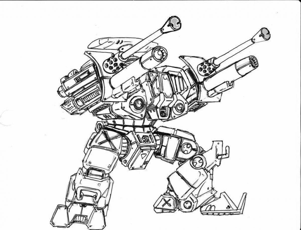 Color Explosive Robot Tank Coloring Page