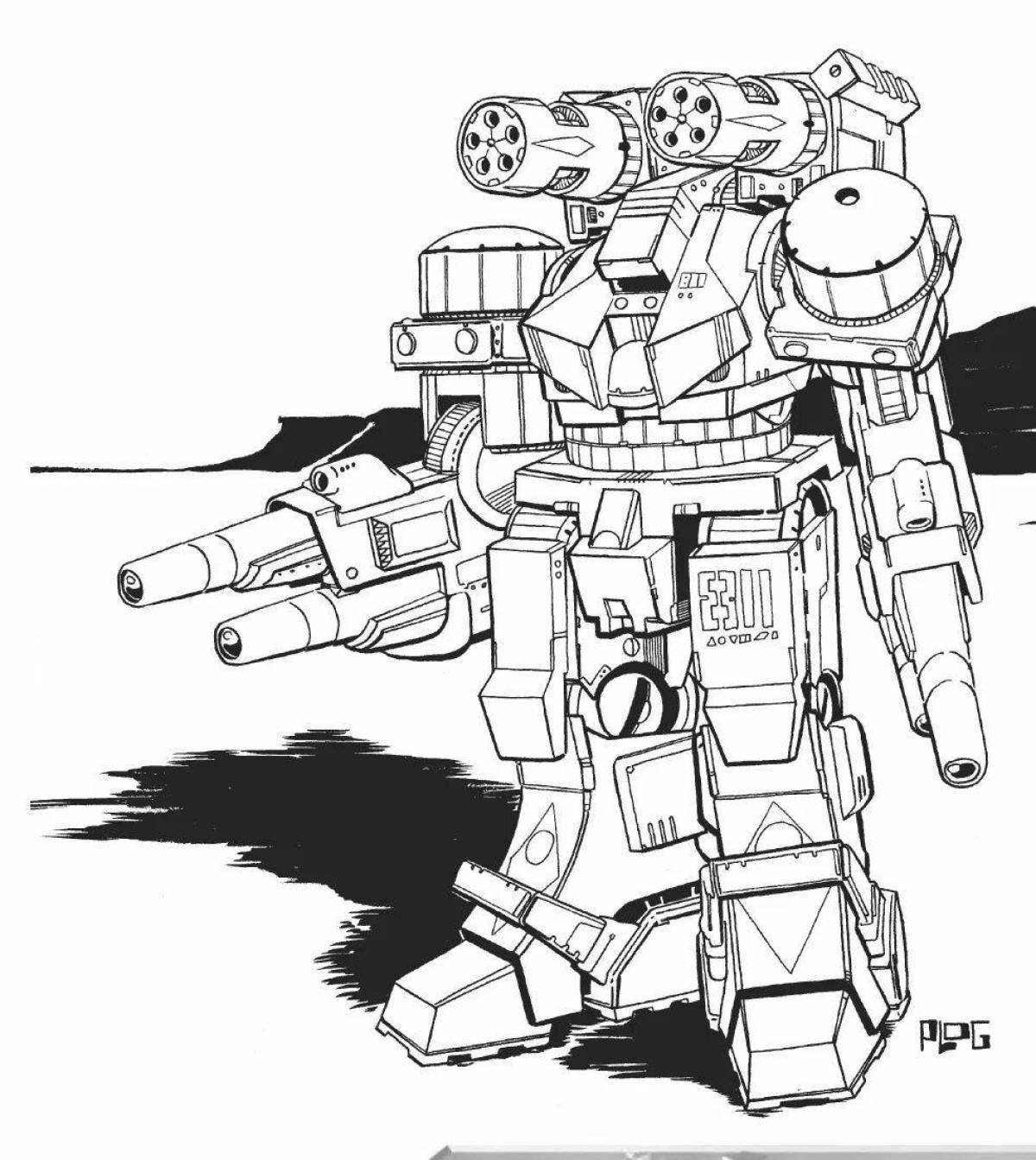 Robot tank coloring page