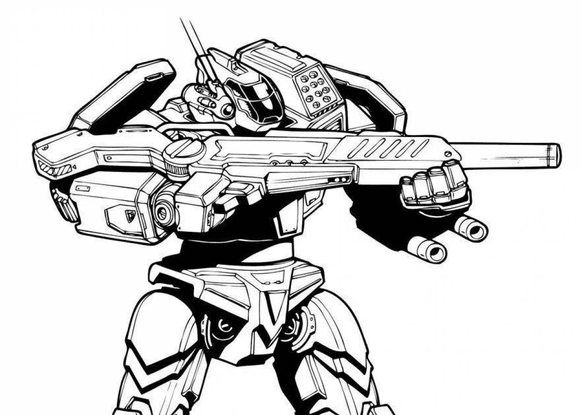 Awesome robot tank coloring page