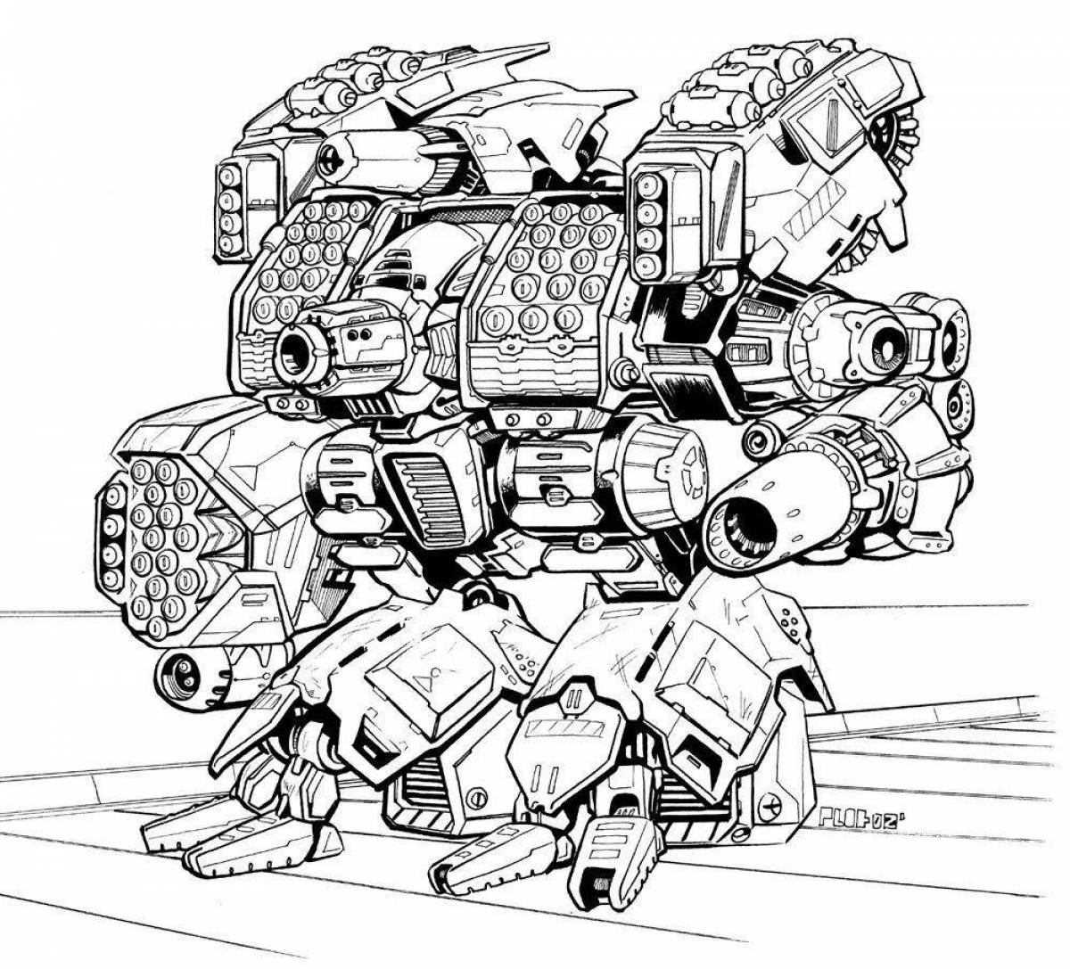 Color glossy robot tank coloring book