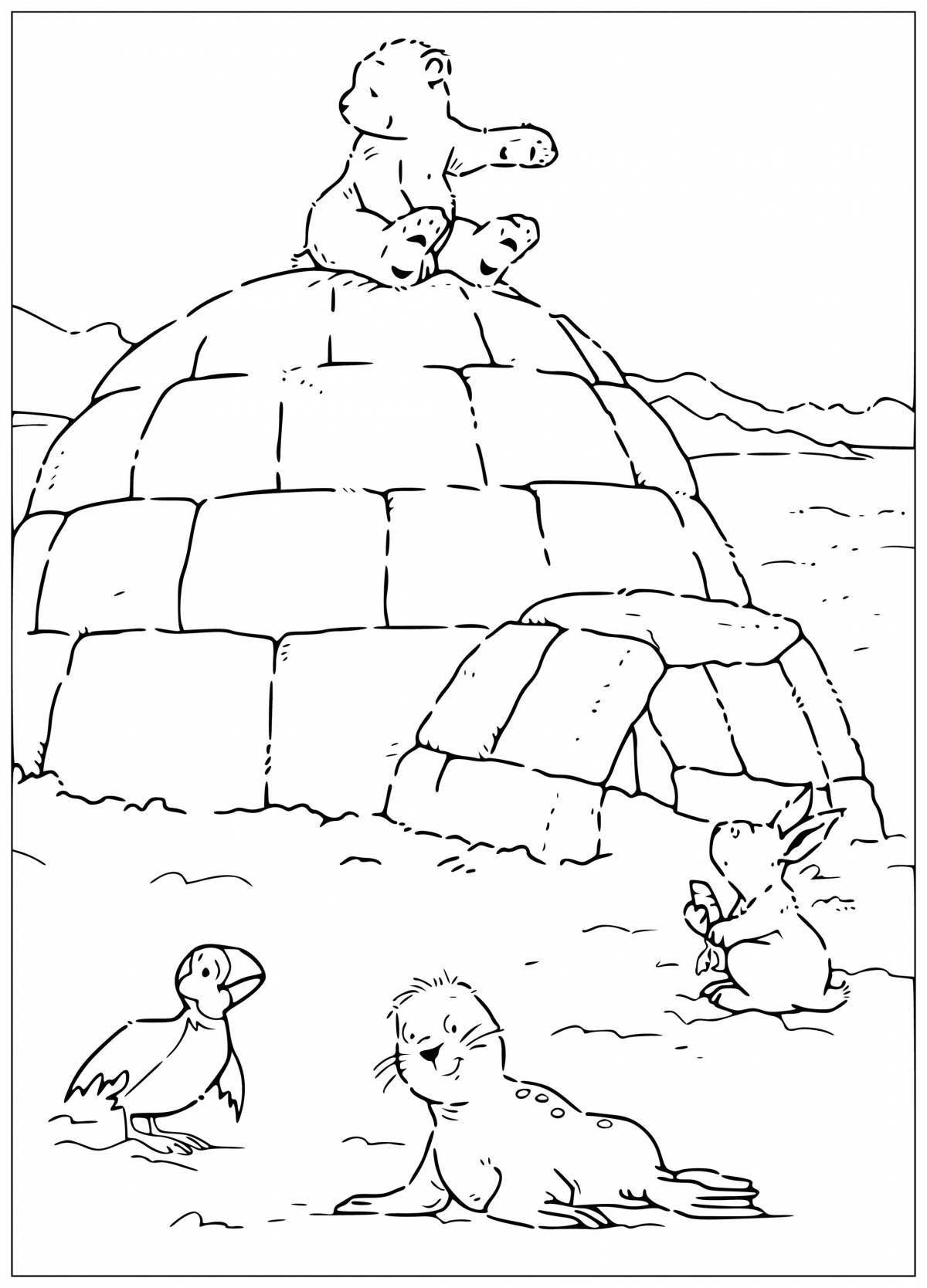 Animated north pole coloring page