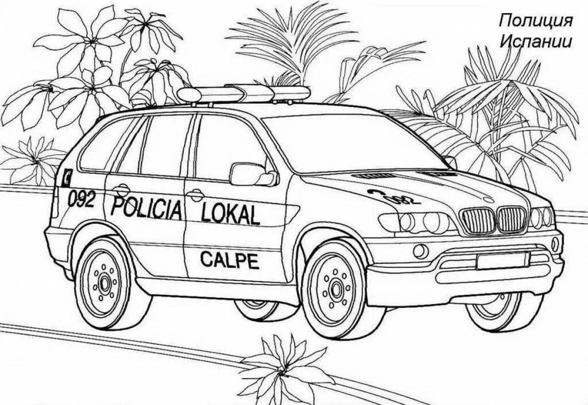Vibrant car police coloring book