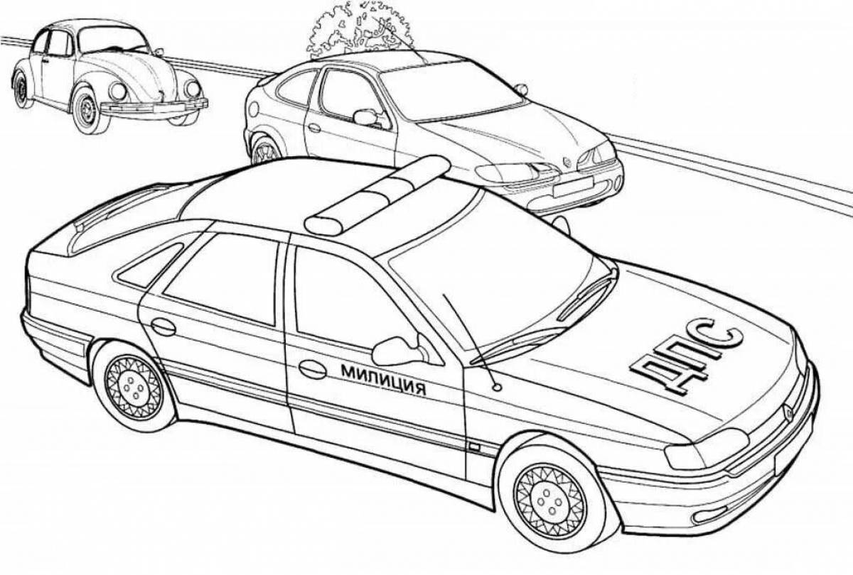 Coloring page charming car police