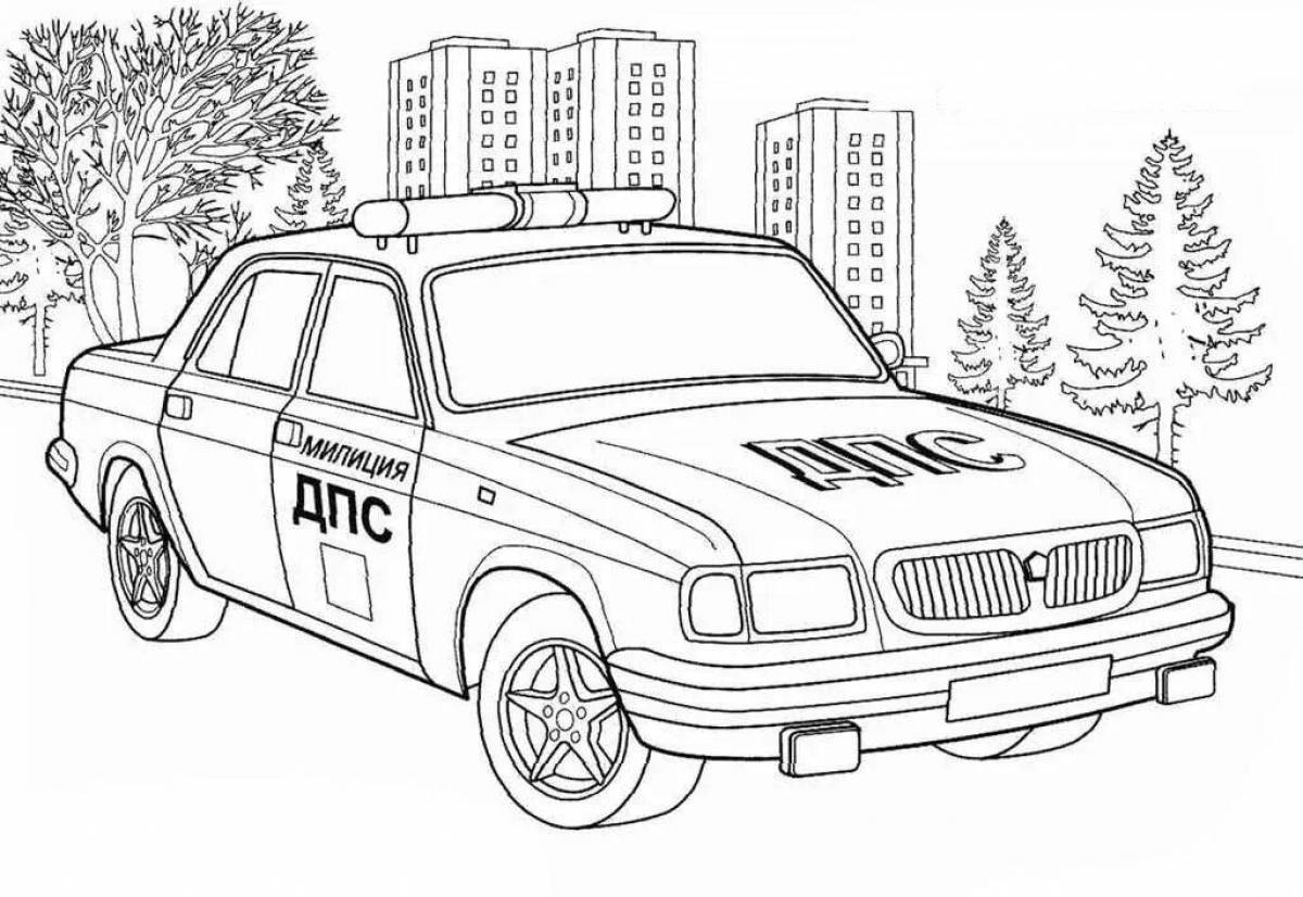 Раскраска анимированная автомобильная полицейская