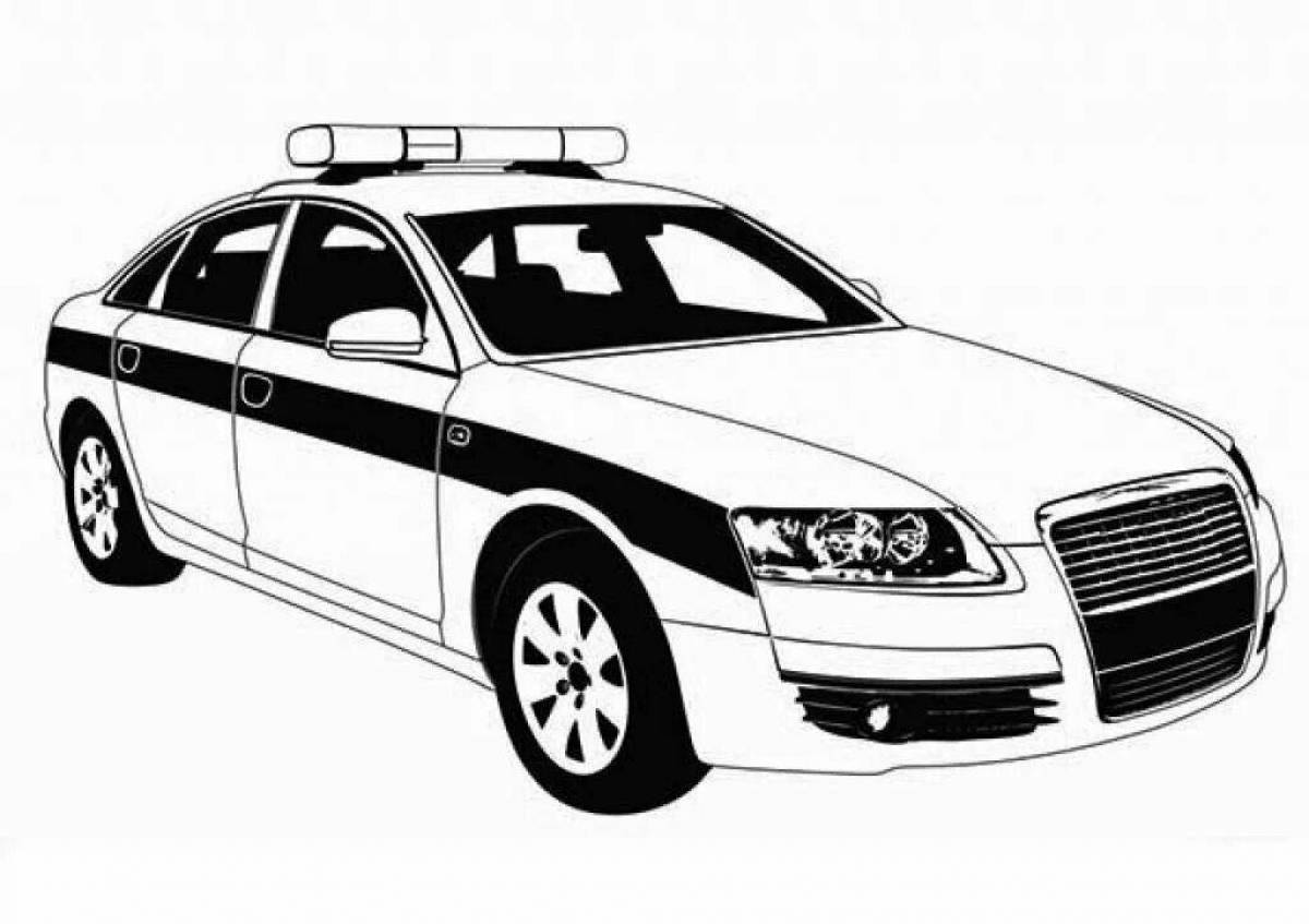 Coloring page energetic car police