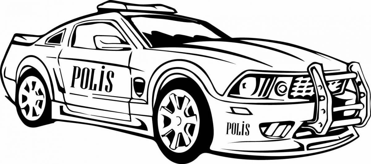 Tempting car police coloring page