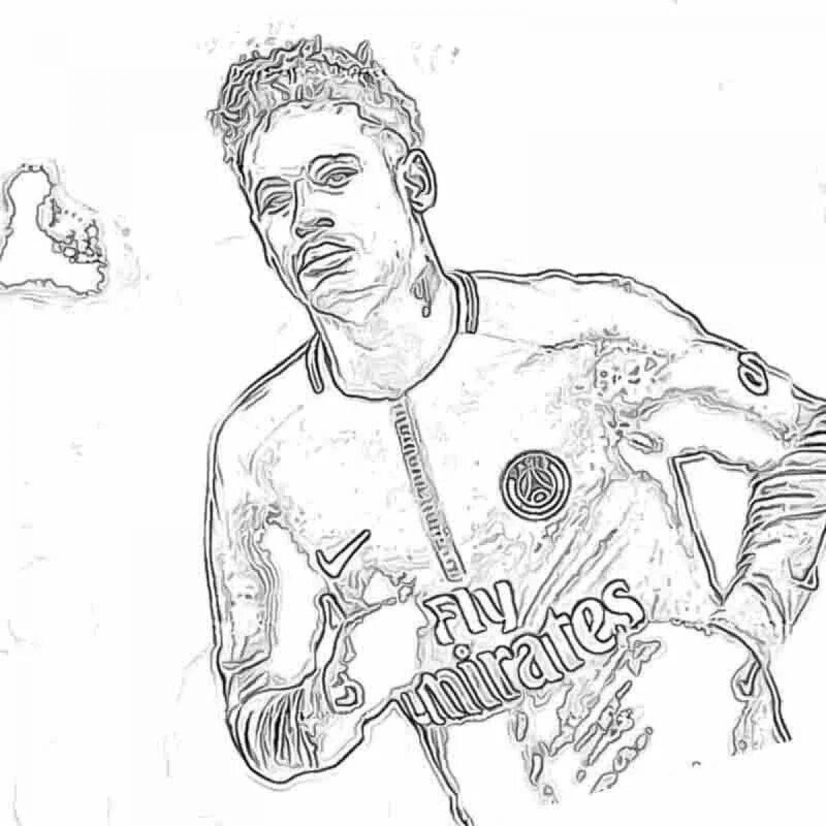 Neymar soccer player colorful coloring page
