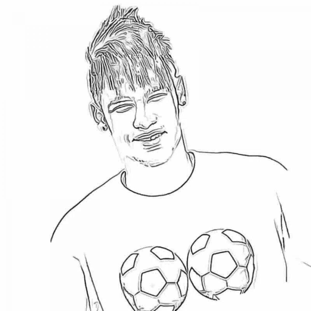 Neymar bold soccer player coloring page