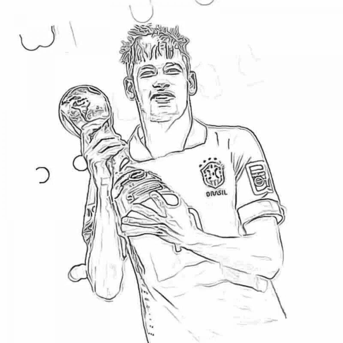 Neymar glowing soccer player coloring page