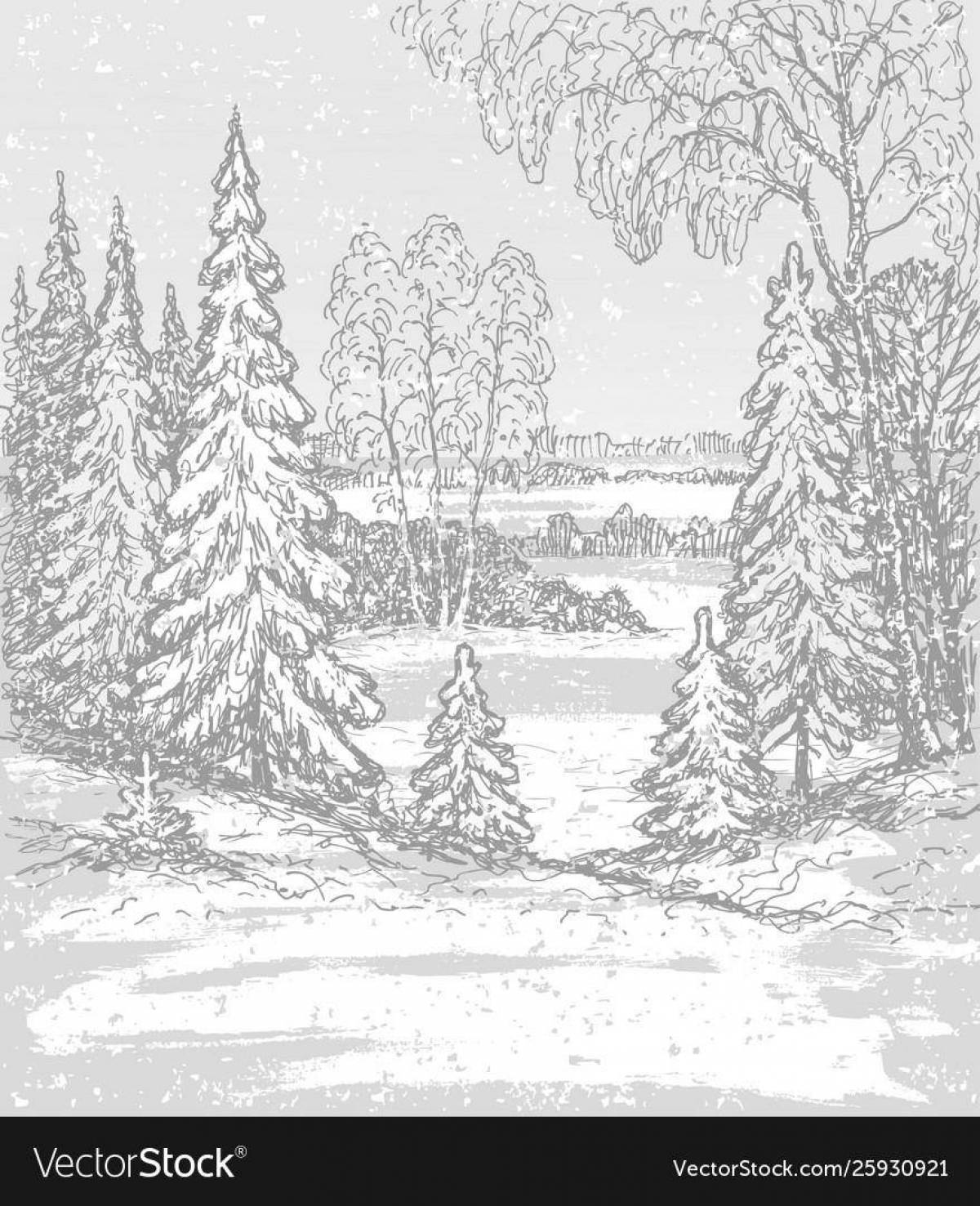 Refreshing winter morning coloring page