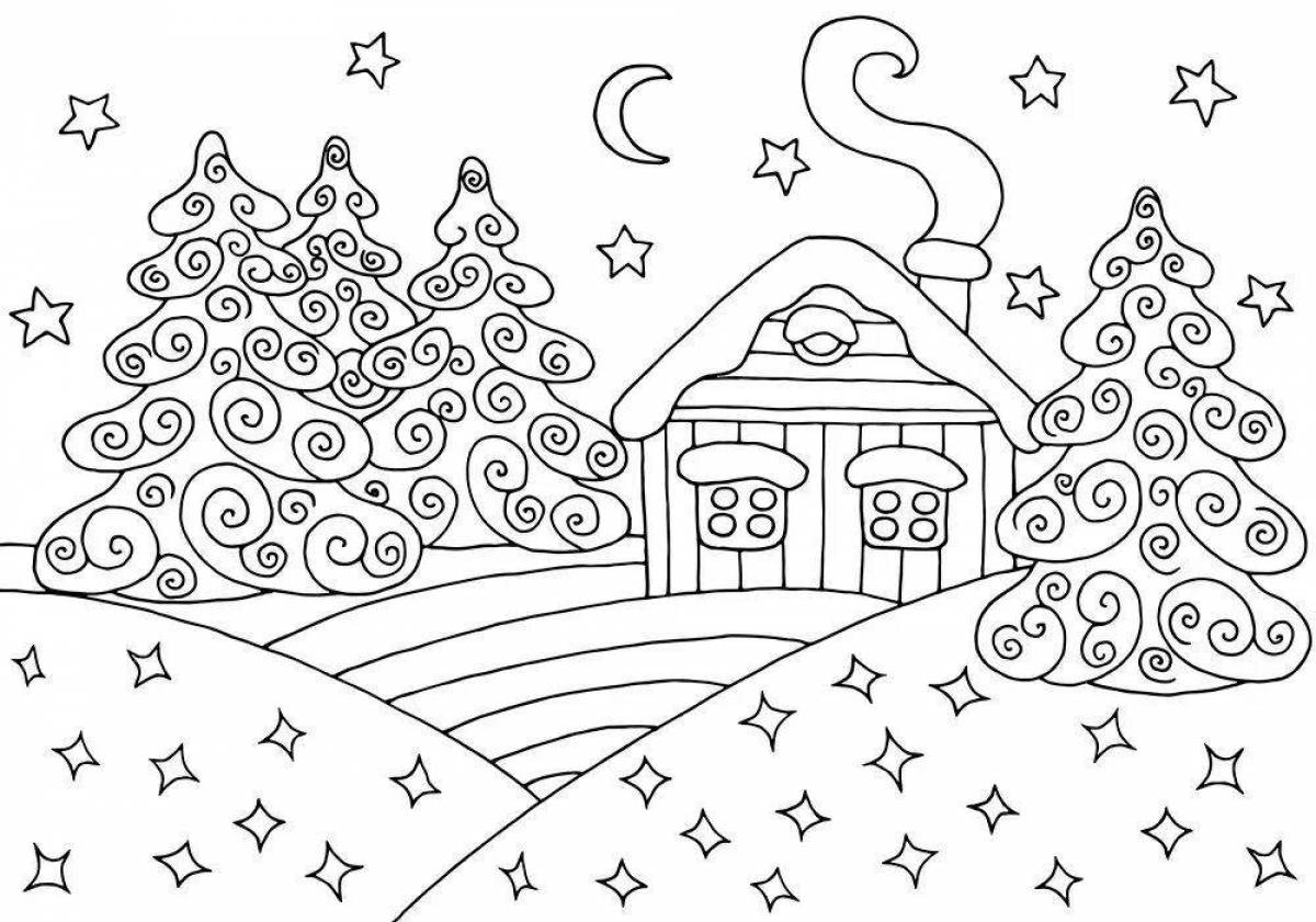 Fantastic winter morning coloring page