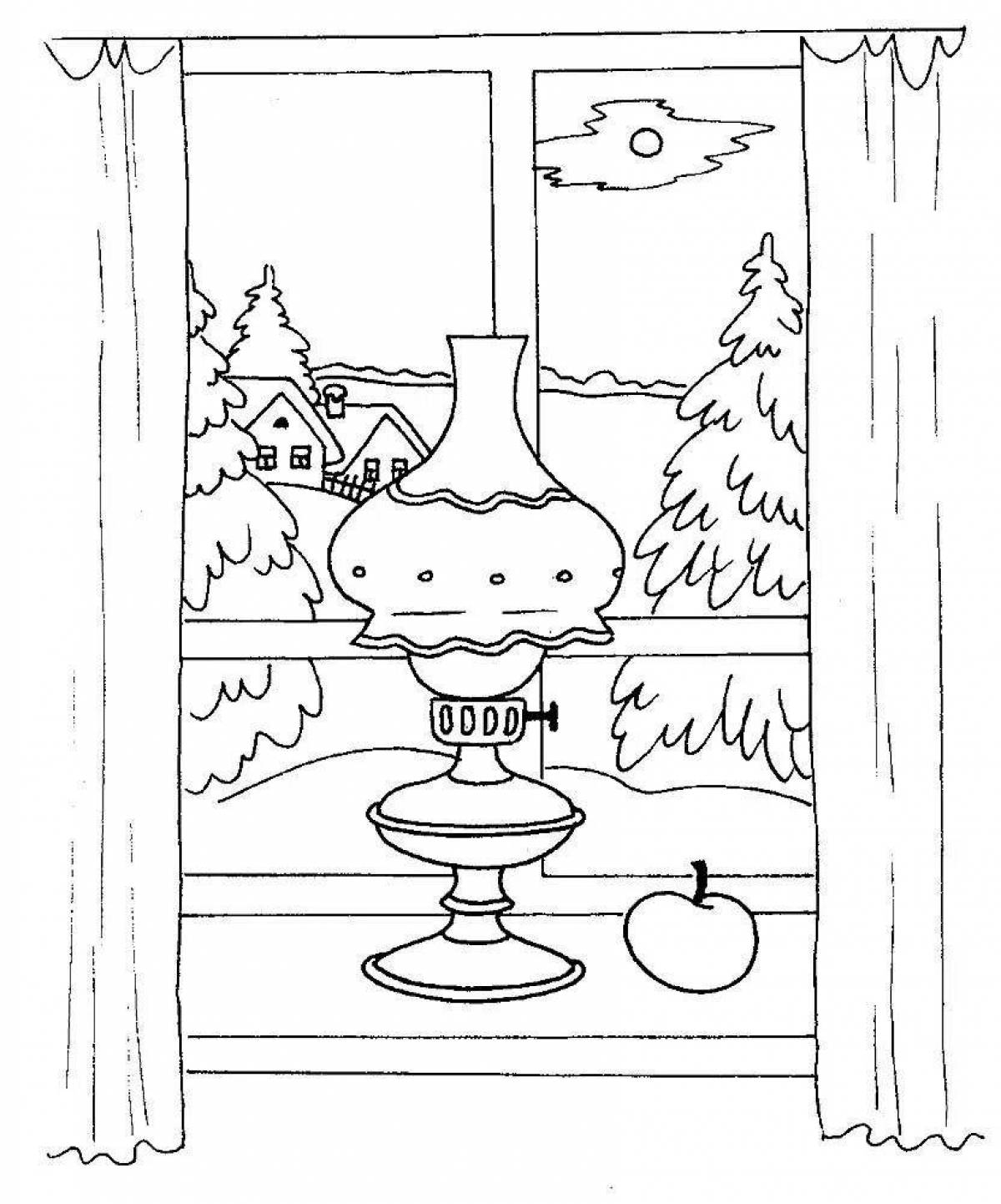 Coloring page mysterious winter morning
