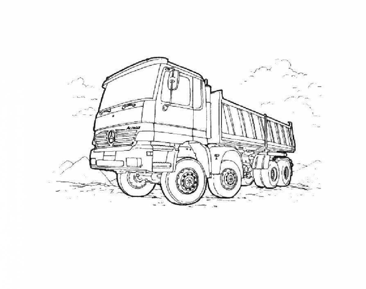 Coloring page glorious military KAMAZ