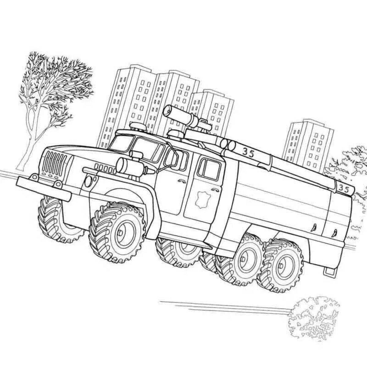 Coloring page luxury military KAMAZ