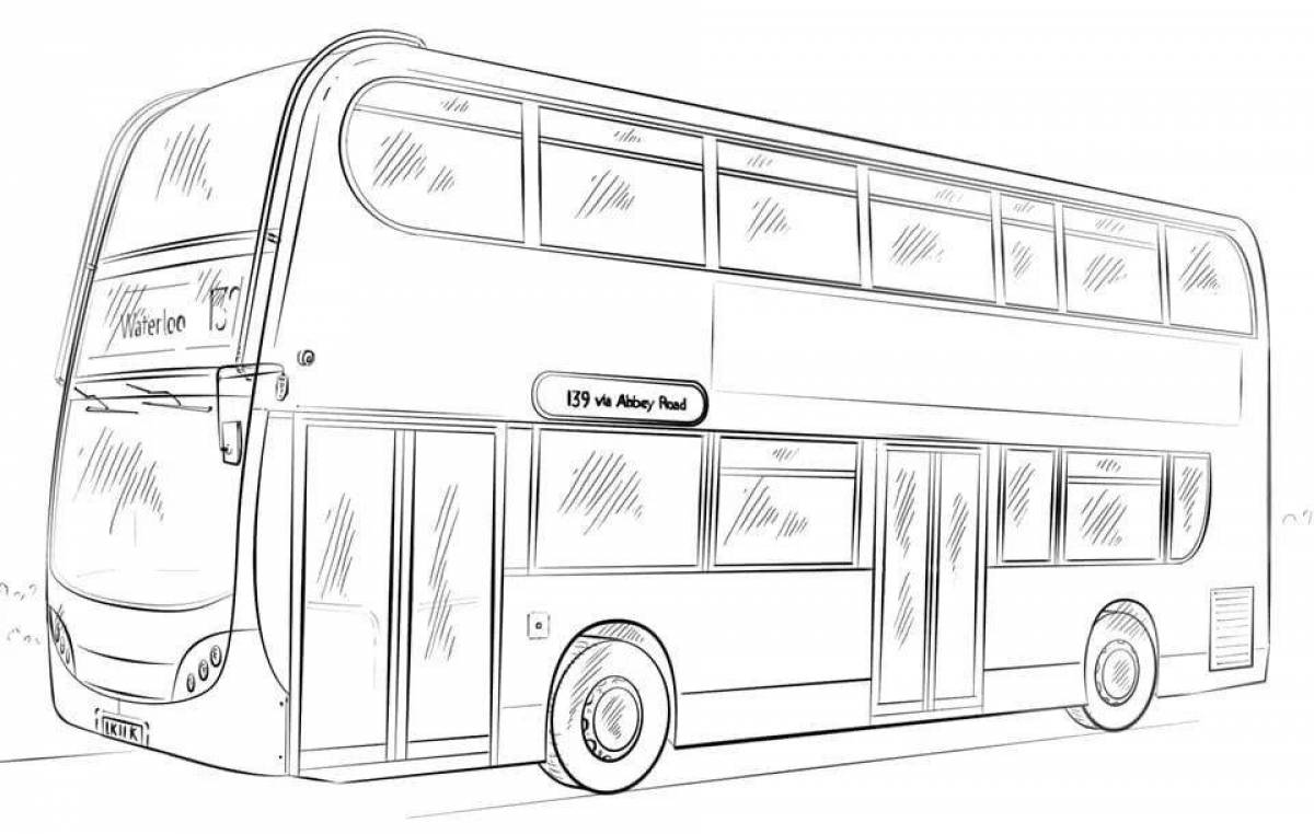 Coloring page funny double decker car