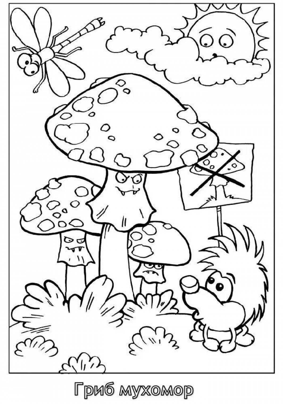 Coloring bright fly agaric