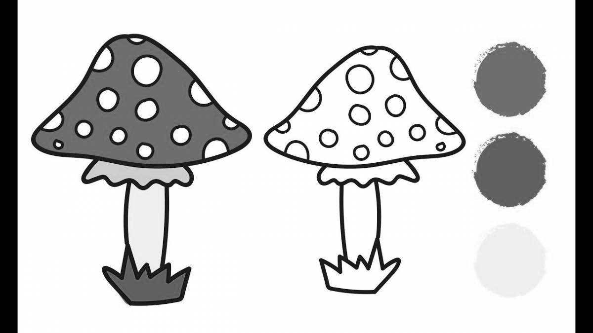 Coloring book cheerful fly agaric