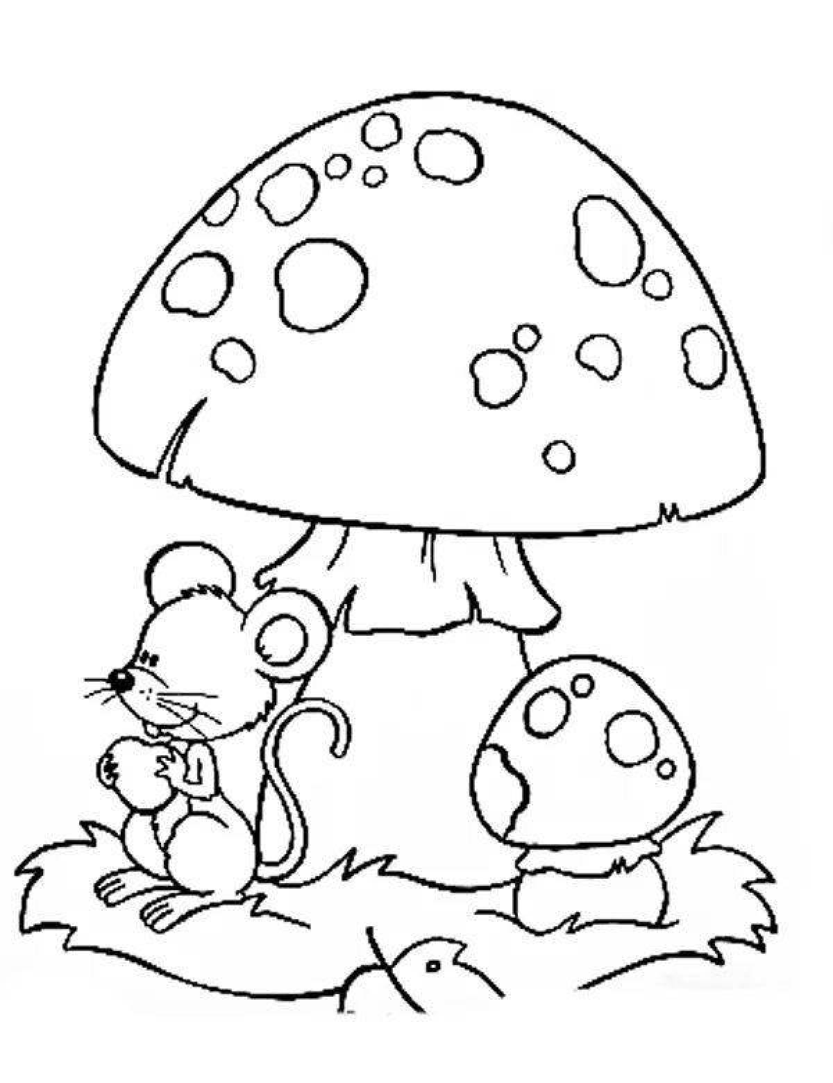 Coloring book magical fly agaric