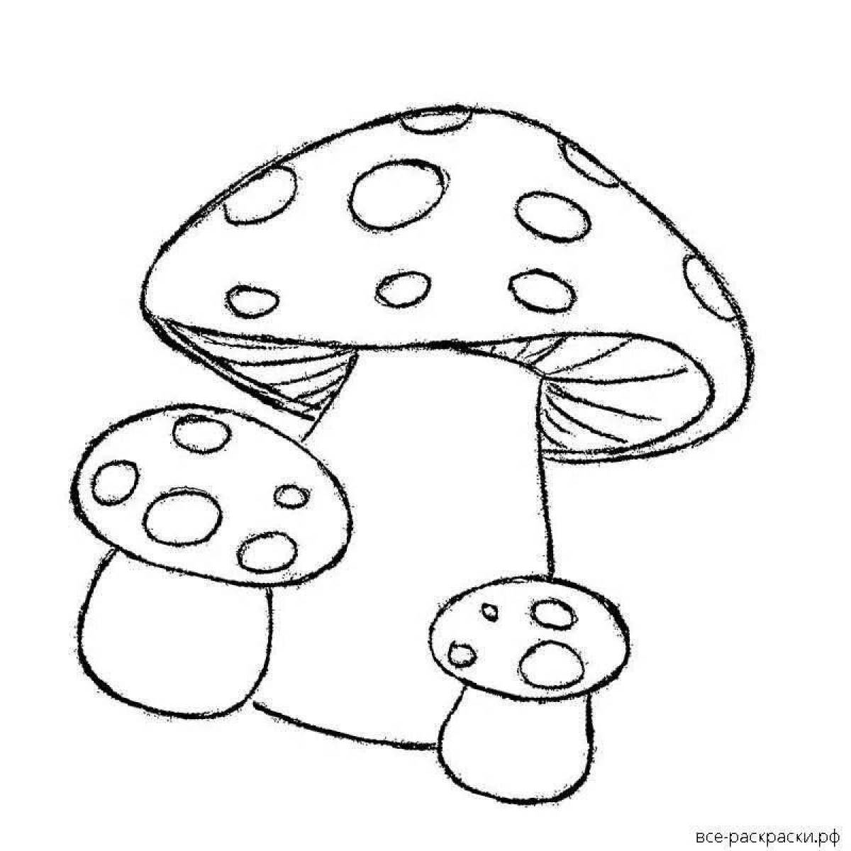 Замысловатая раскраска грибов-мухоморов