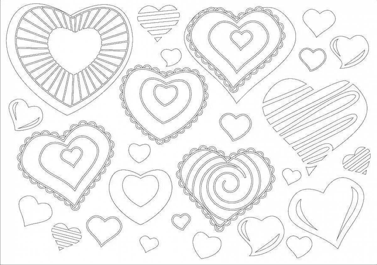 Fancy little hearts coloring page