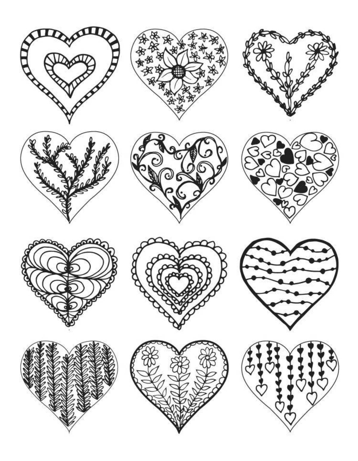 Sparkly little hearts coloring book