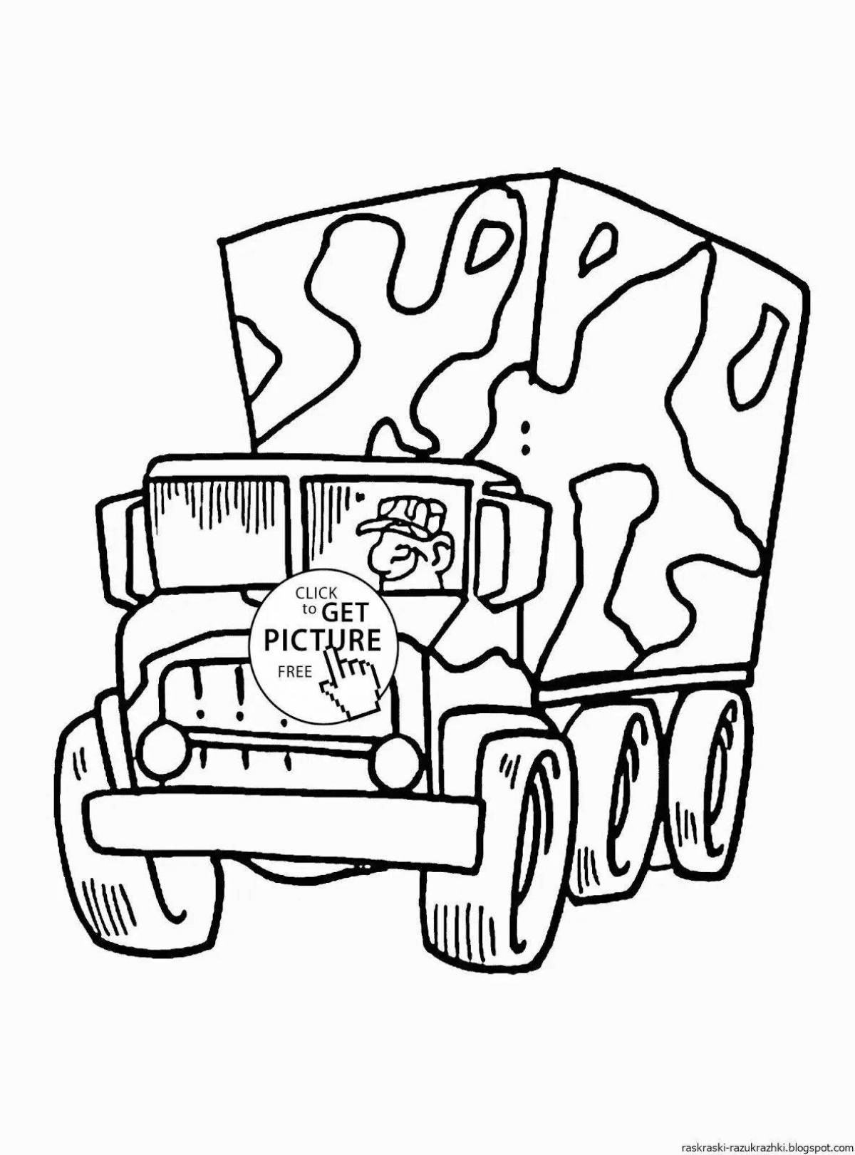 Military truck coloring page