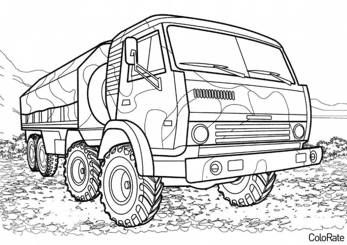 Glorious military truck coloring page