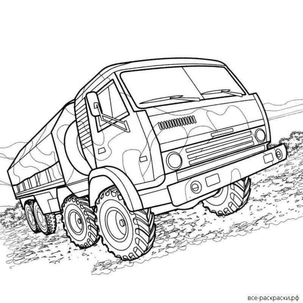 Luxury military truck coloring page