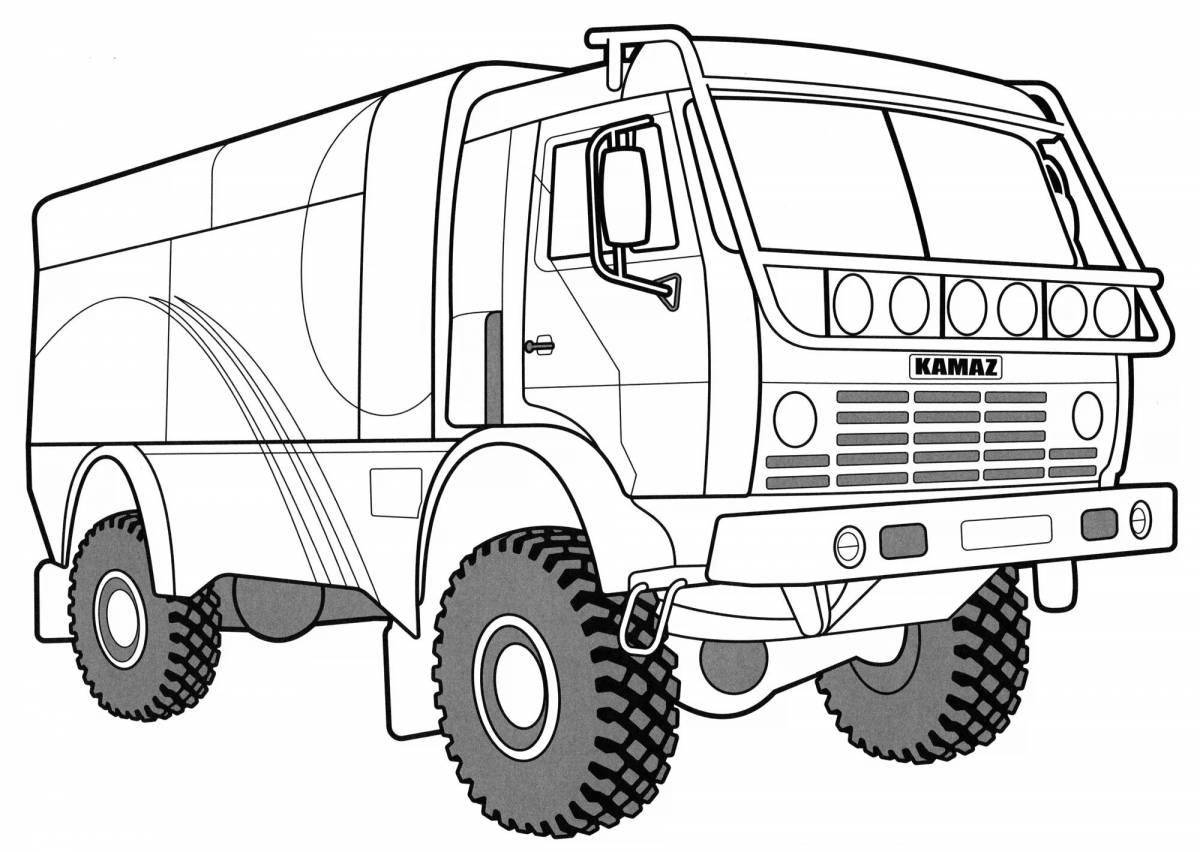 Glamorous military truck coloring page