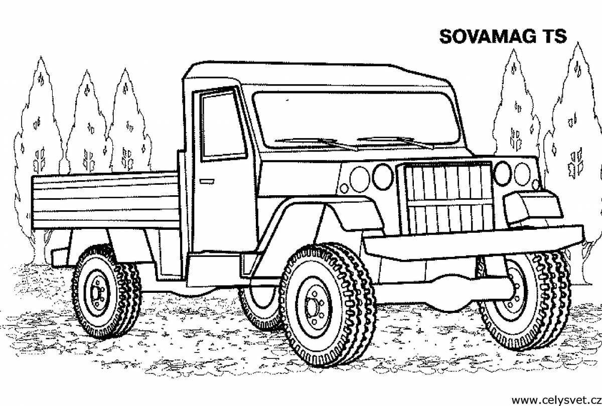 Fabulous military truck coloring page