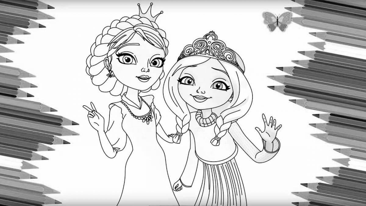 Coloring page cheerful princess vasilisa