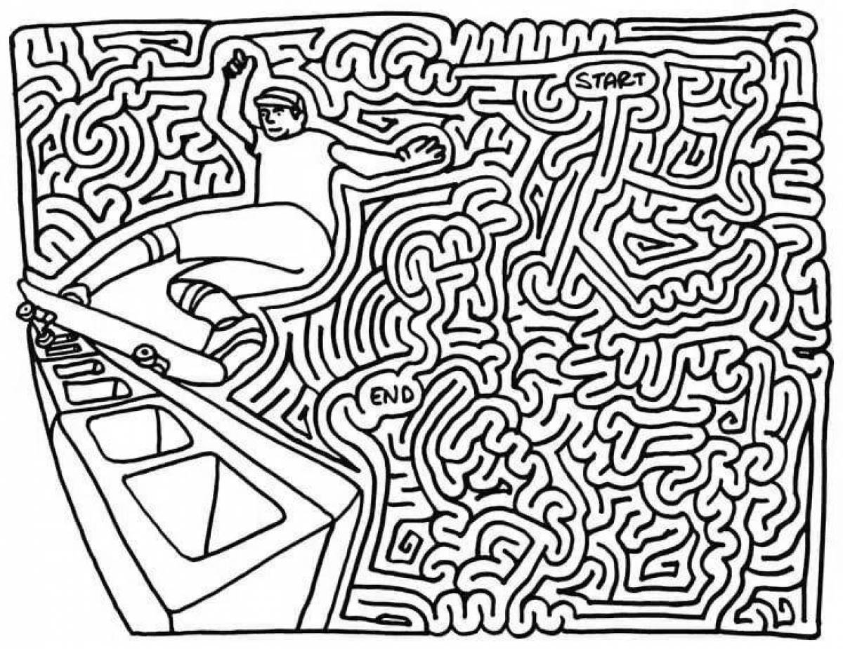 Maze complex coloring book - magical