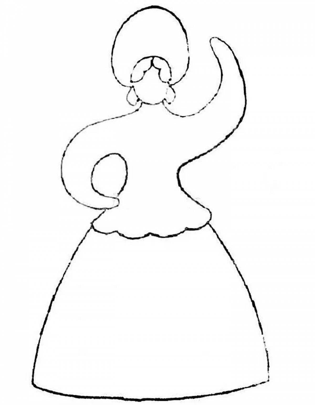 Coloring page spectacular Dymkovo hostess