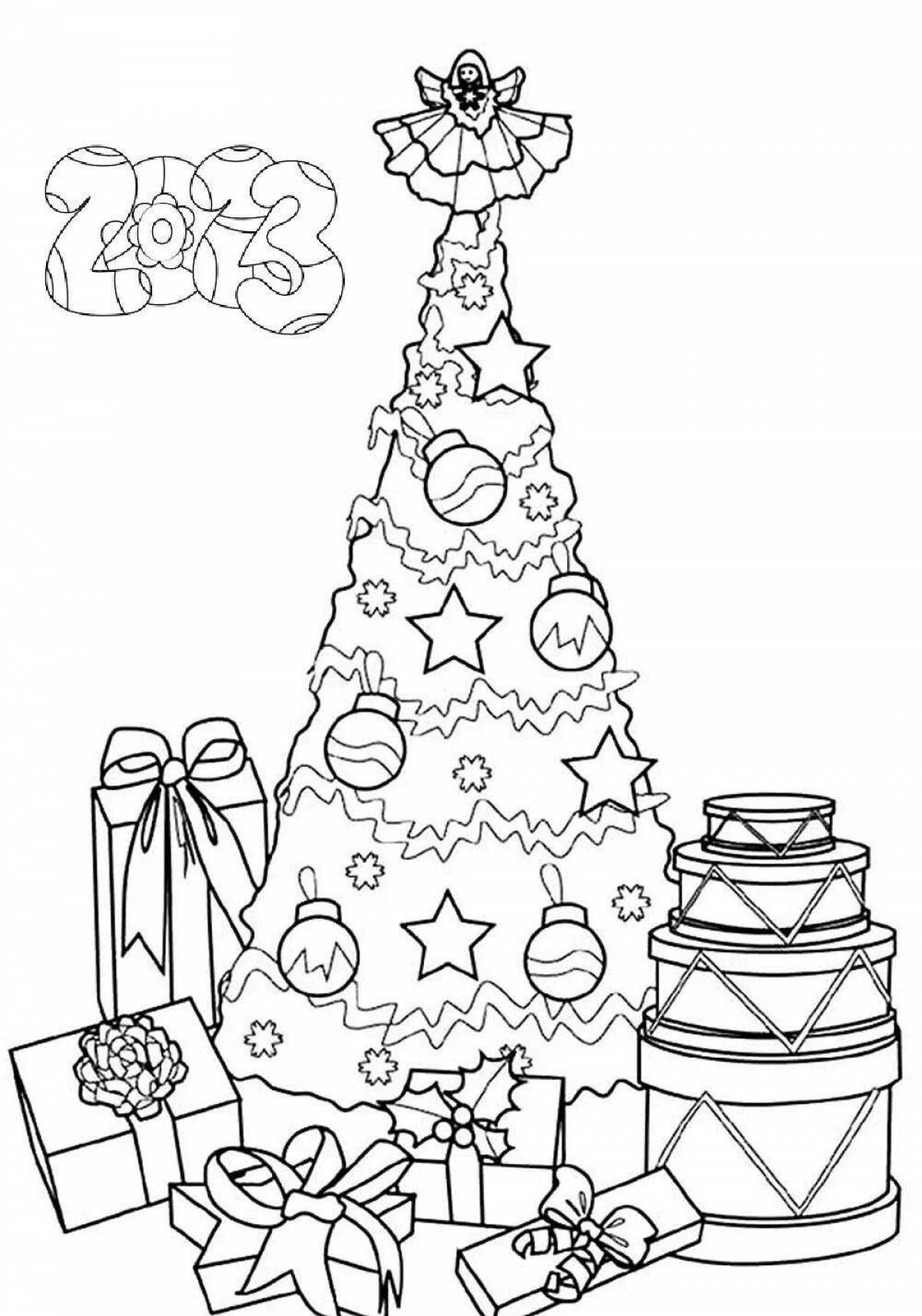 Adorable Christmas tree coloring book