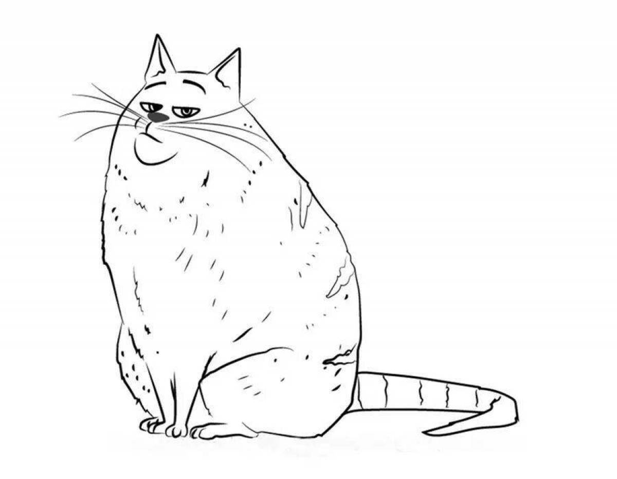Coloring page happy fat cat