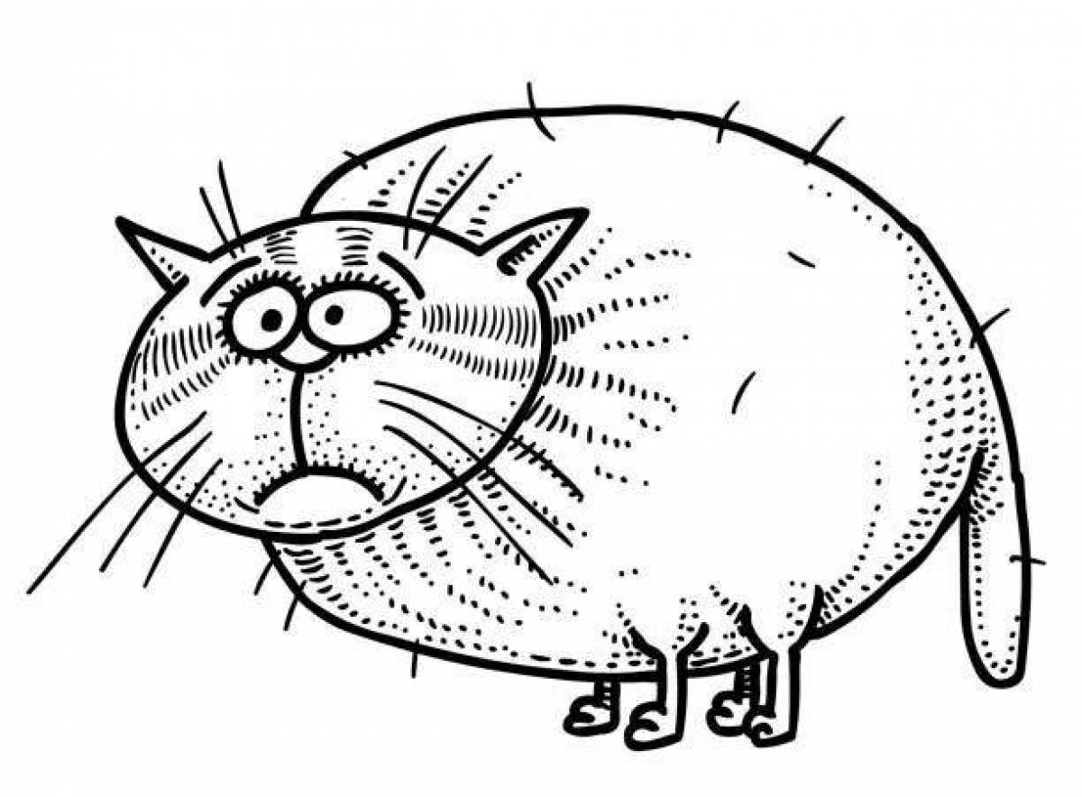 Coloring page loving fat cat