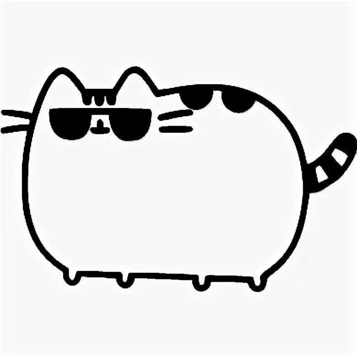 Snuggly fat cat coloring page