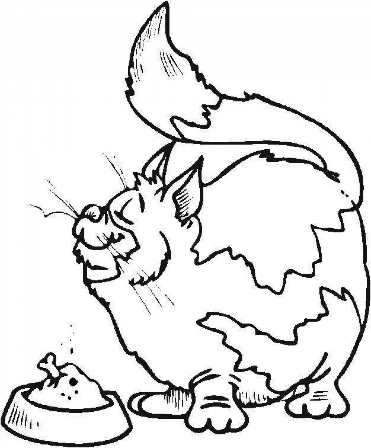 Affectionate fat cat coloring page