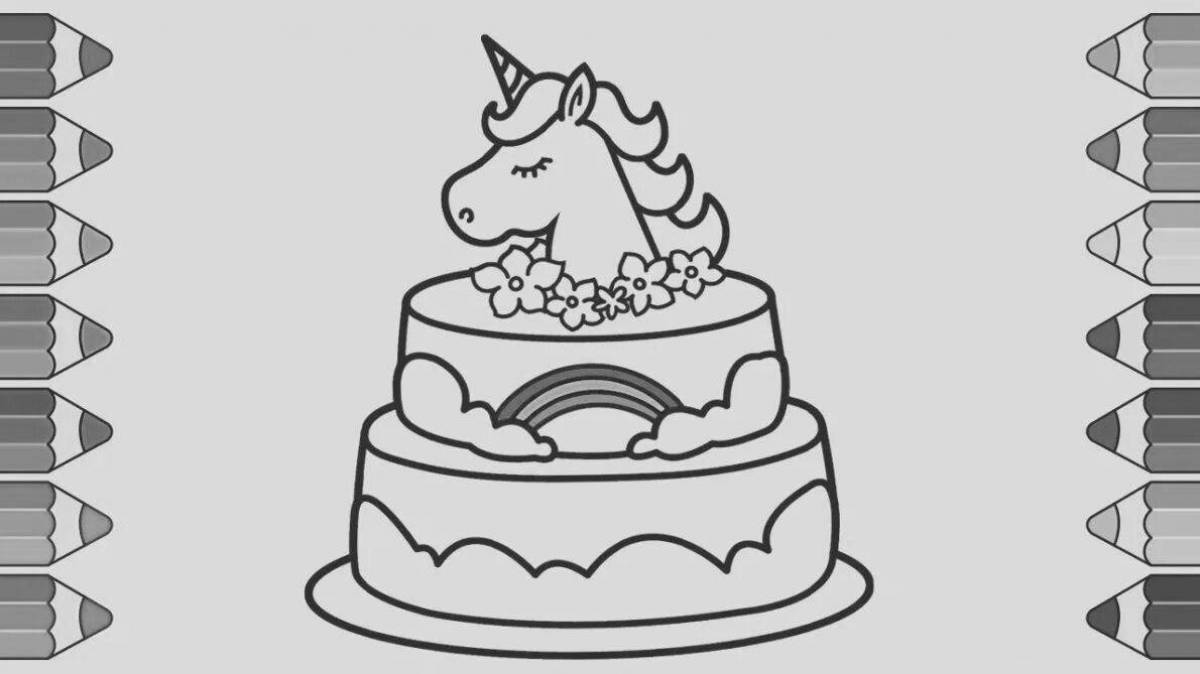 Unicorn cake awesome coloring page