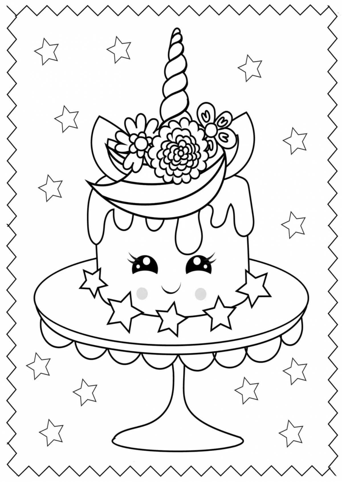 Unicorn cake glitter coloring book