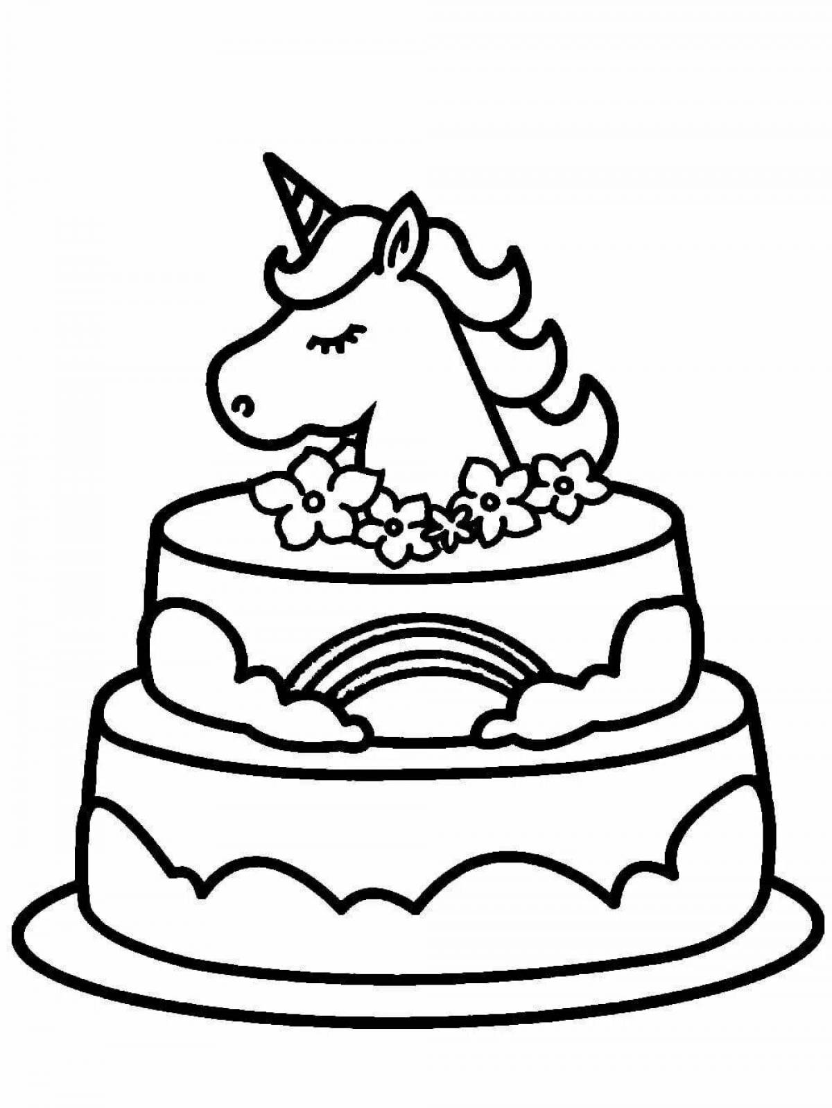 Dazzling unicorn cake coloring book