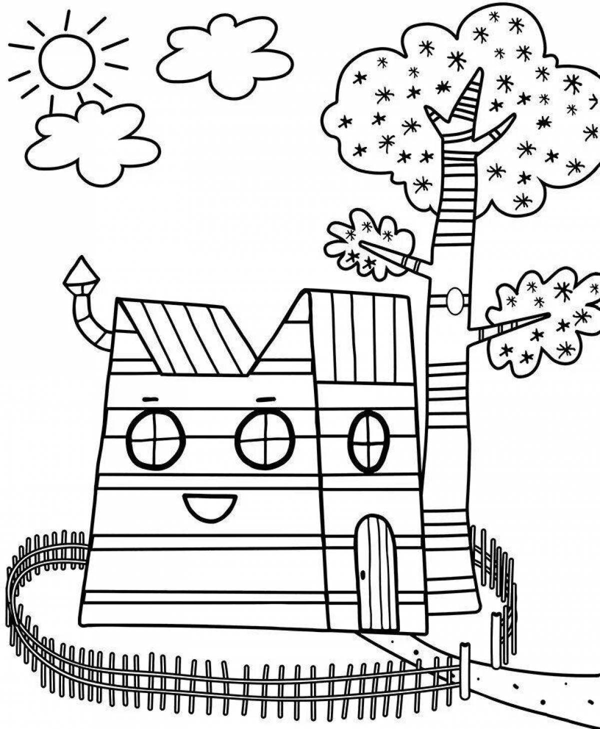 Coloring pages happy houses for boys